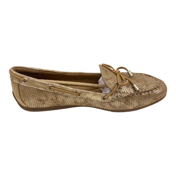 Comfortiva Mindy II Suede Leather Loafers 8.5 Women's Platino Gold Distressed - Picture 5 of 13